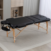 Table de massage portable et pliable avec cadre en bois de hêtre, éponge haute densité pour hôtel, salle de sport et salon, usage commercial - Matériau PU