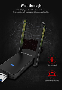 Adaptateur <span class=keywords><strong>USB</strong></span> <span class=keywords><strong>WiFi</strong></span> double bande 1300Mbps Dongle Wi-Fi 2.4G/5Ghz Récepteur sans fil USB3.0 802.11AC 4 antennes - Product Image 5