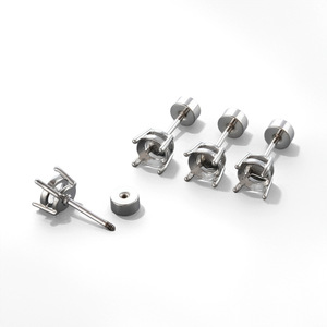 Titanium Steel Screw Rod Earring Four Prong Diamond Holder DIY Jewelry Accessories Ear <b>Cartilage</b> <b>Stud</b> Empty Setting - Product Image 1