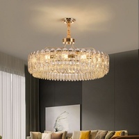 Lustre en cristal moderne en or Led clair, lampe de luxe, lustre décoratif pour salon, lampara