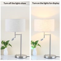 Lampe de table moderne et simple pour hôtel, abat-jour en tissu, lampe de lecture LED rotative, tension universelle, ornement pour salon