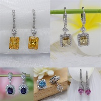 Boucles d'oreilles en moissanite en argent personnalisées 7x9mm 3ct couleur grise CrissCut Emerald Mossanite Diamond Earrings