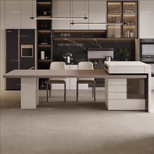 รูปทรงโค้งร่วมสมัยพร้อมประกอบตู้ครัวเคลือบด้วยเกาะ - Product Image 6