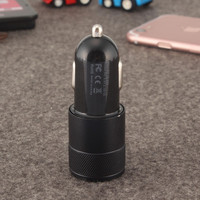 Petit chargeur de voiture en acier, double USB, en alliage d'aluminium, 2.1A