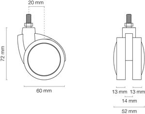 MACO 0581, suministro directo de fábrica, excelentes ruedas de enchufe al por mayor para muebles en Italia, rueda de rodamiento de nailon Multicolor de 60 Mm - Product Image 2