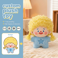 Peluche personnalisée en forme d'étoile avec cheveux bouclés - Jouet doux en coton PP personnalisé à partir d'un design 2D à haute fidélité