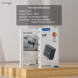 <span class=keywords><strong>Chargeur</strong></span> KONFULON Original 45W à Sortie Multiple avec Prise US/EU, Charge Rapide 2*USB+Type-C pour Téléphone, Ordinateur Portable, Compagnon de Voyage - Product Image 6