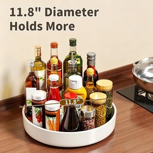 Conteneur de rangement pour épices circulaire moderne en plastique moulé par injection réutilisable, grande capacité, organisateur de cuisine rotatif, plateau alimentaire - Product Image 2