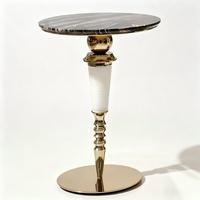 Table d'appoint ronde de luxe, design moderne, en acier inoxydable et marbre naturel, pour villa, manoir, projet de designer