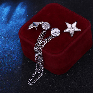 Bros Bintang Unisex Logam Rantai Rumbai Peniti Kerah Kemeja Gesper Kerah <span class=keywords><strong>Retro</strong></span> Pin Kerah Jas Aksesoris Perhiasan Kalung - Product Image 4