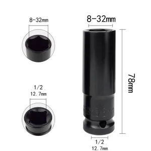 10 Stück 1/2-Zoll-Antrieb Metrisch Deep Impact Socket Set 8mm bis 17mm 6-Punkt-Sechskant-Antriebsbuchsen für 1/2 "Schlags ch rauber