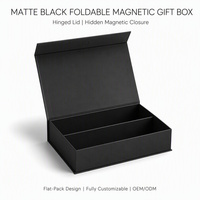Boîte cadeau magnétique noire mate à plat, pliable, avec couvercle rabattable, aimant dissimulé, pré-découpée, assemblage pop-up, économie de frais de transport, OEM