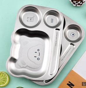 304ステンレス鋼ランチプレート環境にやさしいコンパートメントトレイ子供用学校食器 - Product Image 5