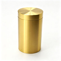 Boîte en aluminium dorée à couvercle fileté, hermétique, personnalisable avec gravure, pour emballage de thé