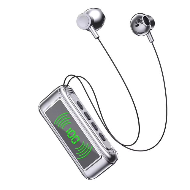 Type-C LED Digital Display Sports Earphones Wireless Stereo Sound Magnetic Neckband TF Card Slot for Running Riding Other