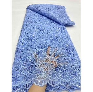 Tissu en dentelle de luxe écologique polyester/coton, 5 yards, prix de gros, dentelle à sequins violets <span class=keywords><strong>pas</strong></span> chère, pour robes africaines pour femmes - Product Image 5