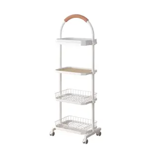 Prateleiras Multi-Layer Livros Dormitório Mesa Lateral Prateleira 4 Tier Multi Purpose Rolling Cart