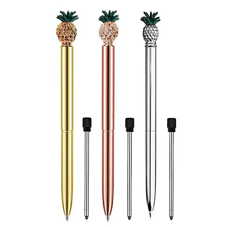 Unique pineapple top multi color writing promotion metal custom logo gift Metal Ballpoint Pen