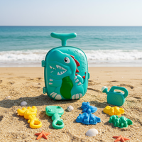 Ensemble de jouets de plage pour enfants sur le thème des animaux en plastique avec valise à roulettes, kit de jeu de sable avec outils et moules pour les enfants de 2 à 7 ans