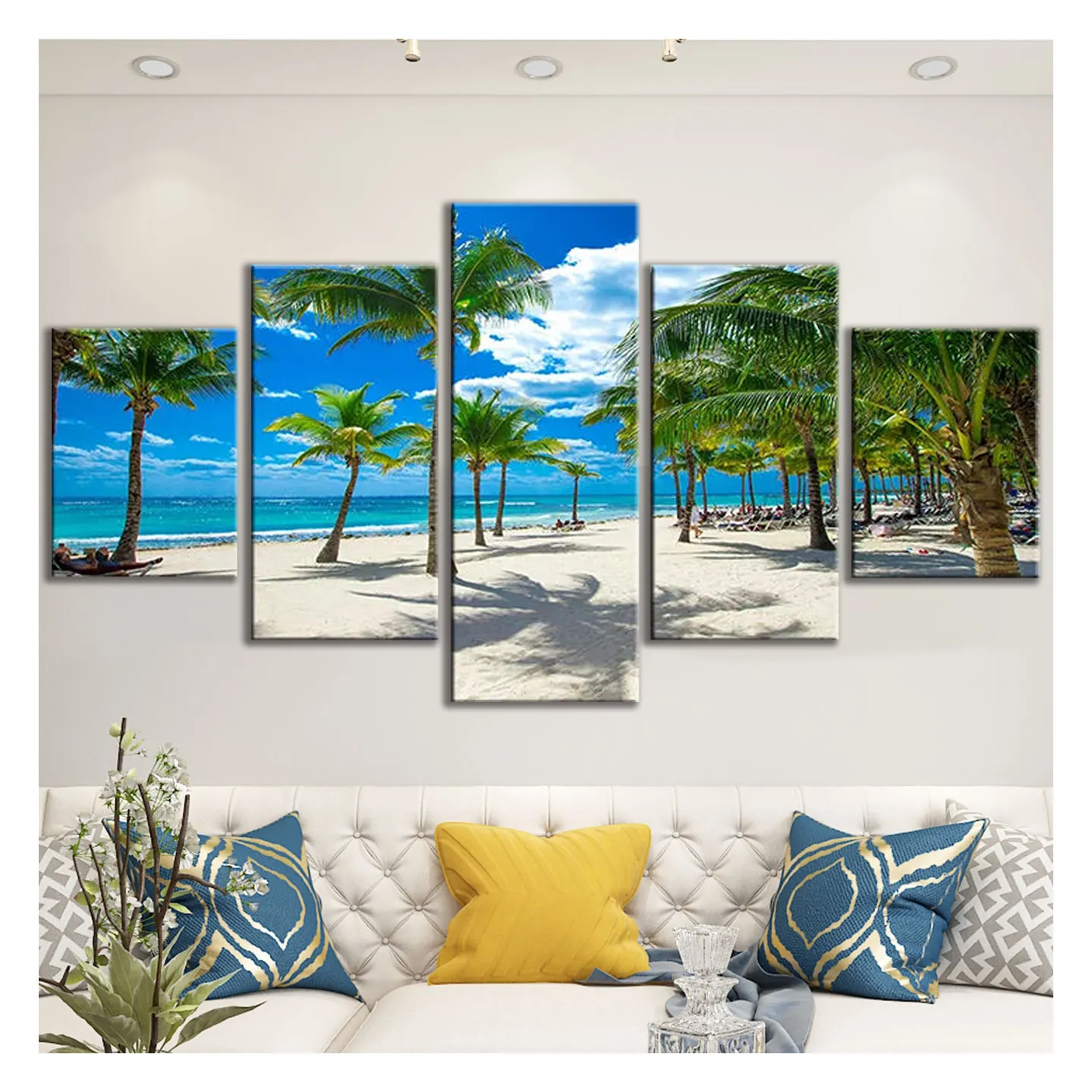 5 Panel Canvas Printing Seascape Art/customized Digital Photography Printingcheap Canvas Painting For Home Decoration