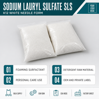 Sodium Lauryl Sulfate SLS K12 SDS Tensioactif Anionique 92-95% Poudre Aiguille Sac de 25kg Vente en Gros OEM