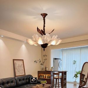 Lámpara Colgante Estilo Nórdico Francés Medieval Retro con Forma de Pétalo de Flor, Decorativa para Salón, <span class=keywords><strong>Comedor</strong></span>, Villa, E14 - Product Image 2