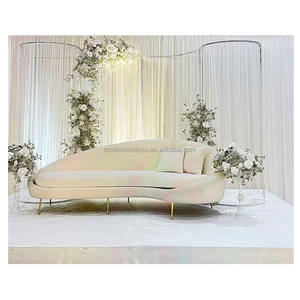 Cadre de toile de fond <span class=keywords><strong>lumineux</strong></span> en forme de S élégant avec rideau suspendu en perles de cristal et de verre pour décoration de <span class=keywords><strong>mariage</strong></span> - Product Image 1