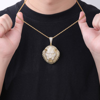 Pendentif Tête de Lion Roi des Bêtes Forêt Unique en Cuivre pour Accessoires Hip Hop Bestseller Micro-Incrusté de Zircon Torsadé Singapour