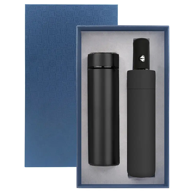 Wholesale promotional luxury business gift sets of umbrella and flask bottles