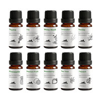 Kit d'huiles essentielles d'aromathérapie 100% naturelles, 10 flacons, personnalisé, aux senteurs fruitées, florales et végétales, distillées à la vapeur, pour SPA, salon, diffuseur et massage