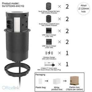 Solution électrique pour table de conférence, avec prise d'afrique du sud et chargeur USB sans fil - Product Image 3