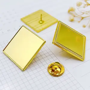 Promotional Blank Badge Custom Metal Brooch Cross Flag Round Square Rectangle Shape Blank Logo Gold Lapel Pins