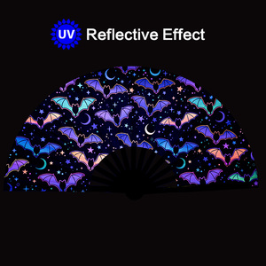 UV Glow พัดลมไม้ไผ่ขนาดใหญ่ของผู้หญิง,อุปกรณ์เสริมสำหรับงานเลี้ยงเทศกาลคลั่งผ้าพับได้น่า<span class=keywords><strong>รัก</strong></span> - Product Image 2