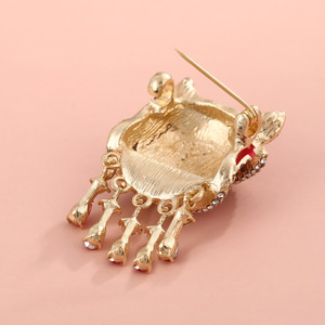 Lion Dance Brooch Zinc Alloy Red Blue <b>Crystal</b> <b>Animal</b> Shape Festival Decor Women's Fashion Pin 4.5 X 2.5 Cm - Product Image 4