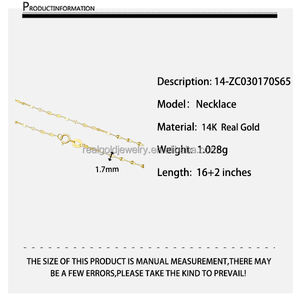 אופנה סיטונאי חדש נחיתות מוצק 14 קראט זהב טהור 14 קראט עובי 1.7 מ "מ ליפ שרשרת תכשיטים לנשים גברים - Product Image 6