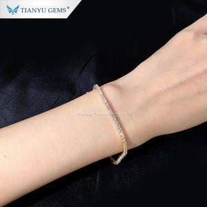 Tianyu personalizado 14K/18k oro amarillo 2mm redondo incoloro Moissanite tenis pulsera - Product Image 5