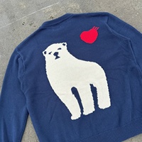 Pull en coton épais de luxe pour homme, col rond brossé, motif jacquard à lettres, tricot d'hiver, logo personnalisé, tricoté sur mesure