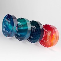 JZ Vente à Chaud Personnalisé Couleur LOGO Impression Cercle Cristal Verre Trophée Prix K9 Cristal Verre Honneurs Prix Plaques Décor