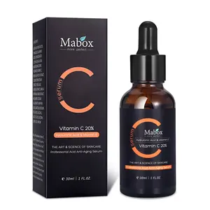 Mabox Serum Pemutih Vitamin C, Krim Wajah Asam Hyaluronic Vitamin E Serum Organik Anti Penuaan untuk Perawatan Mata dan Wajah