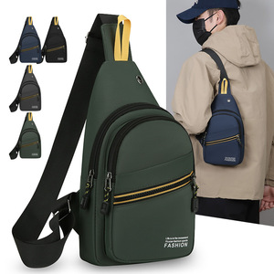 Men's Chest Bag Oxford Cloth Large Capacity Crossbody Bag For Leisure Travel Solid Color Army Green Dark Blue Gray Black - Product Image 1