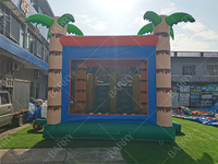Vente flash : petit château gonflable jungle pour enfants, maison gonflable palmier, fête, saut, rebondissement et toboggan combinés, extérieur