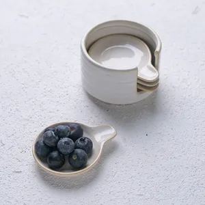 Set Piring Keramik Porselen Putih Gaya Jepang, Set Piring Saus Keramik untuk Dekorasi Rumah dan Meja