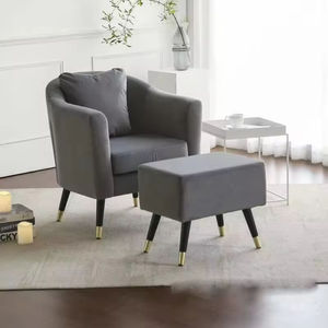<span class=keywords><strong>Fauteuil</strong></span> de style nordique contemporain, coussin épais confortable, <span class=keywords><strong>fauteuil</strong></span> d'appoint en velours jaune, repose-pieds - Product Image 1