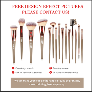 Juego Portátil Personalizado de 15 Brochas de Maquillaje Veganas de Pedido Mínimo Bajo con Estuche para Polvos, Base, Ojos, Cejas y Delineador - Product Image 2