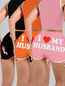 กางเกงขาสั้นลำลองสำหรับผู้หญิง แพ็ค 3 ตัว รุ่น I Love My Husband ขนาดมาตรฐาน สวมใส่สบาย เหมาะสำหรับนอน - Product Image 1
