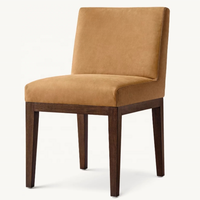 Chaises de salle à manger modernes en tissu rembourré et bois, chaises d'appoint sans accoudoirs pour la maison et les salles à manger de villas