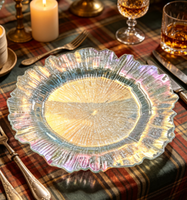 Assiettes de présentation élégantes de 13 pouces, décoratives pour mariage, en PP transparent texturé, pour banquet de mariage, fête