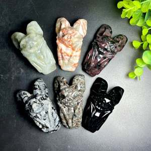 Tinh thể tự nhiên dơi dân gian thủ công mỹ nghệ chữa bệnh đá chạm khắc động vật yooperlite Đen obsidian BAT chạm khắc để bán - Product Image 3