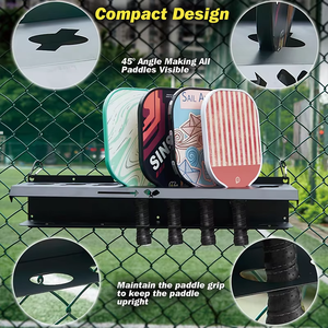 Tùy Chỉnh Hàng Rào Và Treo Tường Matte Heavy Duty Thép Màu Đen Kim Loại Pickleball Mái Chèo Giá Bền Pickleball Chủ Cho Ngoài Trời - Product Image 2