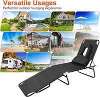 Chaise longue pliante portable moderne à 4 angles, dossier réglable, inclinable, trou pour le visage, pour le camping, le patio, les hôtels et l'extérieur.